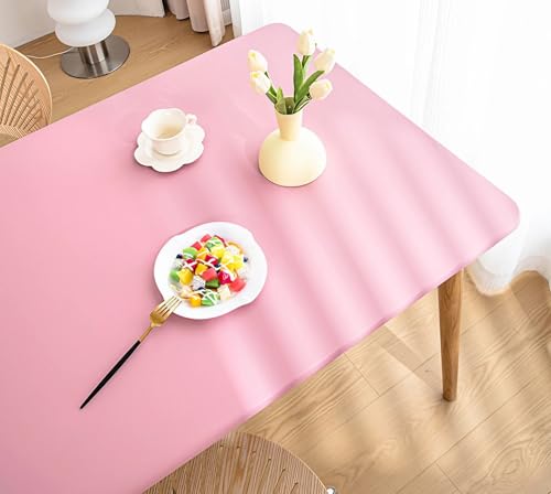 Tischdecke mit Gummizug Rechteckig Wasserdicht Elastische, Spanntischdecke Ölbeständig Weich, PU Tischdecke für Küche Indoor Outdoor Picknick Camping(Pink,90 x 140 cm) von YSPZDQ