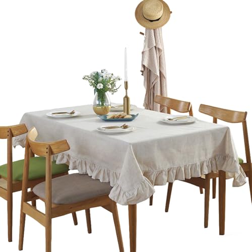 YSUEFIJO Rechteckige Lotusblütenkante Tischdecke, Praktisch und Elegant Tischtuch, Tischwäsche Abwaschbar, Tischdecke Tischschutz, für Wohnzimmer und Esszimmer, Passt zu Jeder Einrichtung ﻿ von YSUEFIJO