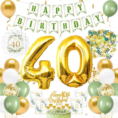 YSUVIN 40.Geburtstag Deko Salbeigrüne, Luftballon Girlande Geburtstag Tortendeko Kuchendeko Herzen Windlicht Tischdeko Servietten Grüne Konfetti Ballon für Deko 40 Frauen Männer YSUVIN 40.Geburtstag Deko Salbeigrüne, Luftballon Girlande Geburtstag Tortendeko Kuchendeko Herzen Windlicht Tischdeko Servietten Grüne Konfetti Ballon für Deko 40 Frauen Männer von YSUVIN