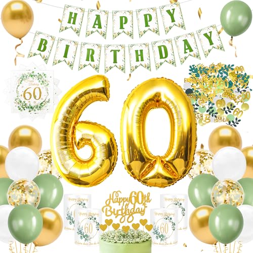 YSUVIN 60.Geburtstag Deko Salbeigrüne, Luftballon Girlande Geburtstag Tortendeko Kuchendeko Herzen Windlicht Tischdeko Servietten Grüne Konfetti Ballon für Deko 60 Frauen Männer YSUVIN 60.Geburtstag Deko Salbeigrüne, Luftballon Girlande Geburtstag Tortendeko Kuchendeko Herzen Windlicht Tischdeko Servietten Grüne Konfetti Ballon für Deko 60 Frauen Männer von YSUVIN
