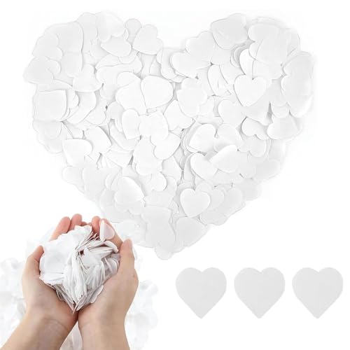 5000 Stück Biologisch Abbaubares Konfetti, 50g Weiß Konfettis, Herz Konfetti Biologisch Abbaubar, Konfetti für Hochzeit, Hochzeit, Konfetti, Tüten, Weiße Konfettis für Hochzeit, Geburtstag, Jahrestag von YSUY