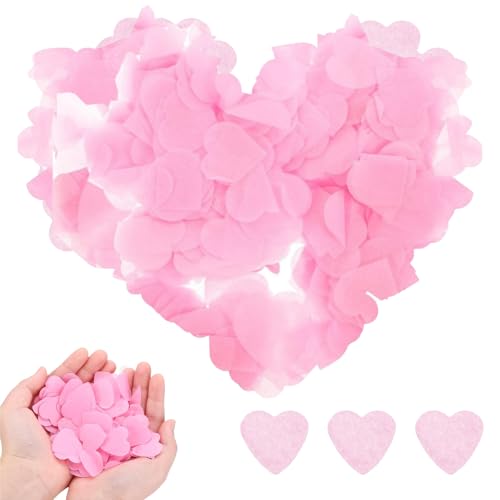 9000 Stück biologisch abbaubares Papier-Konfetti, 80 g, rosa herzförmige Hochzeitskonfetti für Jahrestag, Geburtstag, Abschlussfeier, Hochzeit, Brautparty und Babyparty-Dekorationen (Rosa) von YSUY