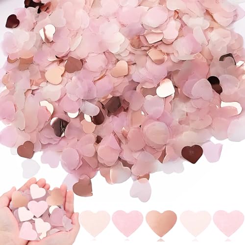 YSUY 10000 Stück Gold & Rosa biologisch abbaubares Herzkonfetti für Hochzeiten, Jubiläen, Valentinstag – Umweltfreundliche Papierherzen für Tische, Partys & Dekoration von YSUY