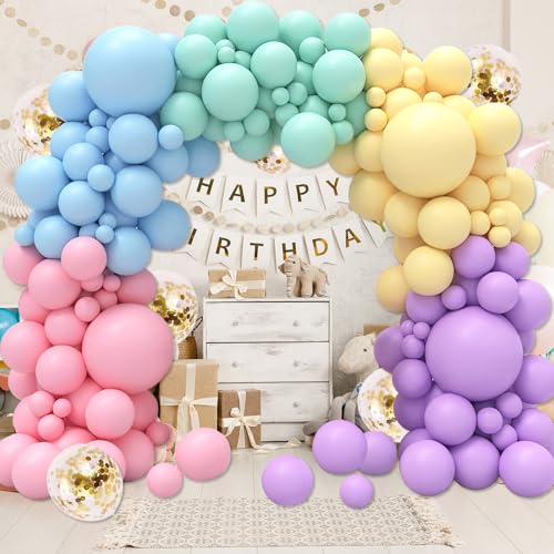 YSUY 113-teiliges buntes Ballonbogen-Set, rosa, blau, gelb, lila, grüne Luftballons mit Foliensternballons, Luftballons für Party-Dekorationen, Hochzeit, Geburtstag, Latexballon für Abschlussfeier YSUY 113-teiliges buntes Ballonbogen-Set, rosa, blau, gelb, lila, grüne Luftballons mit Foliensternballons, Luftballons für Party-Dekorationen, Hochzeit, Geburtstag, Latexballon für Abschlussfeier von YSUY