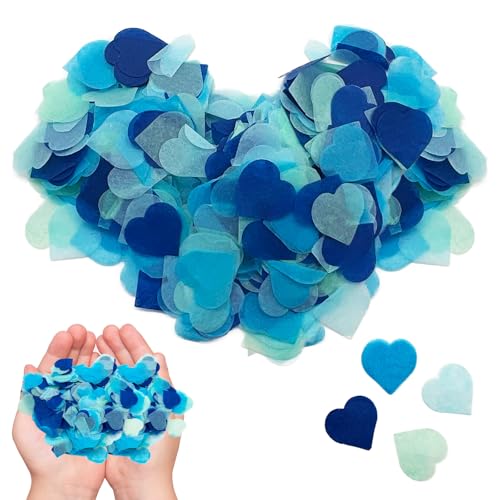 YSUY 5000 Stück Blau Biologisch Abbaubares Konfetti, 50g Hochzeit Konfettis, Herzförmiges Papierkonfetti Biologisch Abbaubar, Natürliche Konfettis für Hochzeiten, Jubiläen, Partydekorationen von YSUY
