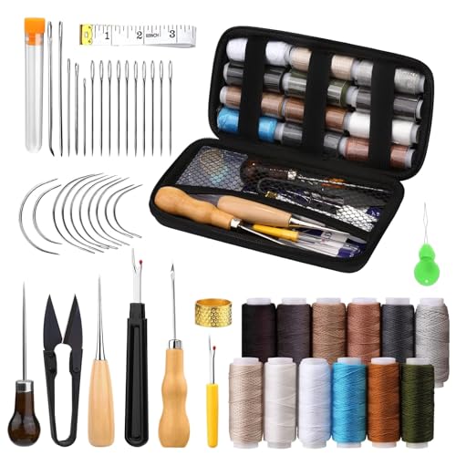 YSWOVUO Leder Nähset, 48-Teiliges Hochleistungs Leder Werkzeug, Ledernähset mit Nähnadeln with Sewing Needles, Leder Nähen Hand für Reparaturen, Handnähen, DIY-Lederhandwerk YSWOVUO Leder Nähset, 48-Teiliges Hochleistungs Leder Werkzeug, Ledernähset mit Nähnadeln with Sewing Needles, Leder Nähen Hand für Reparaturen, Handnähen, DIY-Lederhandwerk von YSWOVUO