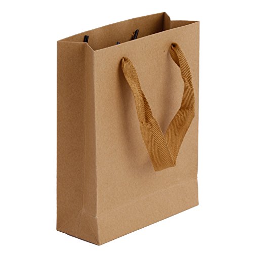 10 Stück Verdickte Papiertüten mit Henkel Geschenktüten Papiertragetaschen Geschenktaschen Kraftpapier Tüten Geschenktüten für Weihnachts Geburtstag Party Hochzeits Braun 15*16*20cm von YSXY