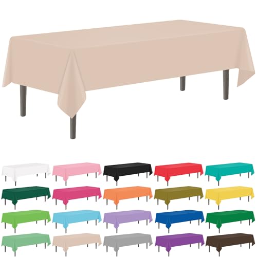 YSYJ Einweg-Tischdecken aus Kunststoff, rechteckig, 137 x 274 cm, Beige, 12 Stück von YSYJ