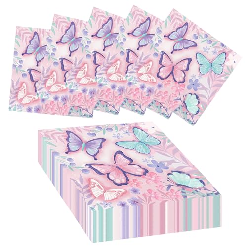 60 Stück Blumen Servietten Servietten Frühling Frühling Tischdeko, 33x33cm Servietten Schmetterling Floral Papierservietten Frühling Deko, Servietten Geburtstag Hochzeit von YSsgjK