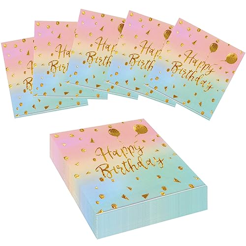 Servietten Geburtstag Happy Birthday Servietten, 50 Stück Servietten Geburtstag Mädchen, Geburtstagsservietten Papierservietten für Mann Frau Mädchen Party Deko Tischdeko Geburtstag von YSsgjK