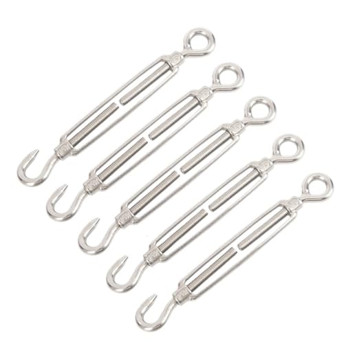 YTBHSHXZ, 304 Edelstahl 5 STÜCKE Einstellen Kette Rigging Haken & Auge Spannschloss Drahtseil 304 Edelstahl(Oc Type 5pcs,M5) von YTBHSHXZ