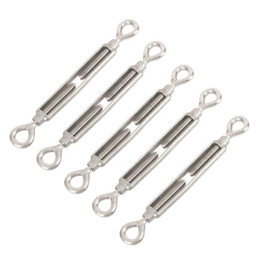 YTBHSHXZ, 304 Edelstahl 5 STÜCKE Einstellen Kette Rigging Haken & Auge Spannschloss Drahtseil 304 Edelstahl(Oo Type 5pcs,M10) von YTBHSHXZ