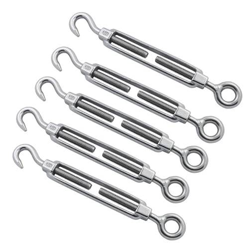 YTBHSHXZ, 5 STÜCKE 304 Edelstahl Haken Und Ösen Spannschloss Drahtseilspannung Poliert Rigging Hardware for Sonnensegel(M4) von YTBHSHXZ