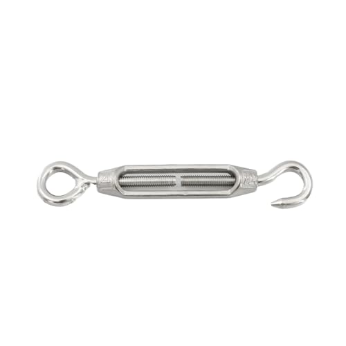 YTBHSHXZ, 6 Stücke Silber 304 Edelstahl Haken Und Öse Spannschloss M4/M5/M6(M4) von YTBHSHXZ