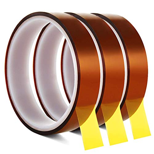 YTBUBOR hitzebeständiges Klebeband aus Polyimid, klebeband hitzebeständig, Polyimid-Klebeband, für elektrische Anwendungen, 3D-Drucker, Löten, Malerei und Verpackung, 3 Rollen, 20 m x 20 mm von YTBUBOR