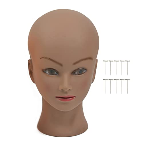 YTBYT Glatze Mannequin Kopf Perücke Making Kopf Professionelle Kosmetologie Puppe Kopf für Perücke Making Display Brillen Haar mit T-Pins ( Dunkelbraun ) von YTBYT