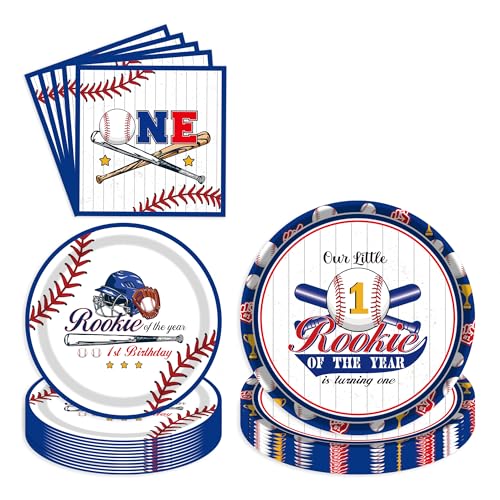Baseball-Geburtstagsparty-Dekorationsset – 96-teiliges Rookie-Jahr 1. Geburtstag Dekorationen inklusive Teller und Servietten, Geschirr-Set für Sportthemen, für 24 Gäste Baseball-Geburtstagsparty-Dekorationsset – 96-teiliges Rookie-Jahr 1. Geburtstag Dekorationen inklusive Teller und Servietten, Geschirr-Set für Sportthemen, für 24 Gäste von YTEWFGL