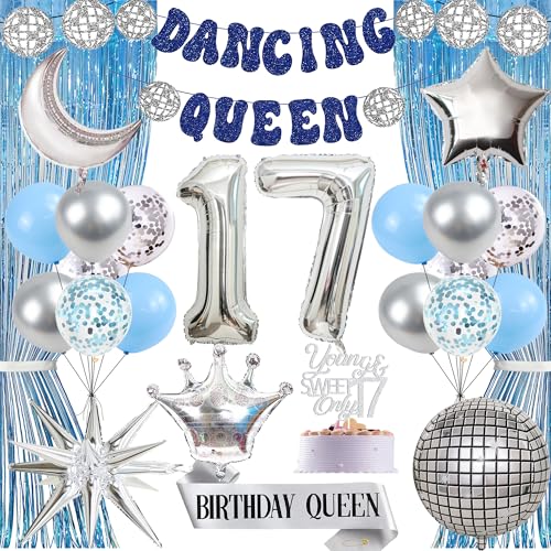 Dancing Queen 17. Geburtstag Dekorationen – 26 Stück Mamma Mia Party Dekoration Geburtstag Queen Schärpe Young & Sweet Only 17 Cake Topper Disco Ball Ballons Zahl 17 Ballon für Abba Party Supplies Dancing Queen 17. Geburtstag Dekorationen – 26 Stück Mamma Mia Party Dekoration Geburtstag Queen Schärpe Young & Sweet Only 17 Cake Topper Disco Ball Ballons Zahl 17 Ballon für Abba Party Supplies von YTEWFGL