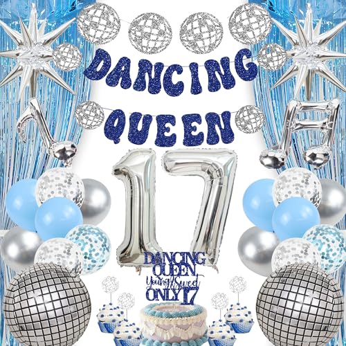 Dancing Queen 17. Geburtstag Dekorationen – 26 Stück Mamma Mia Partydekorationen einschließlich Young & Sweet Only 17 Cake Topper Disco Ball Ballons Explodierende Zahl 17 Folienballon für Mädchen Dancing Queen 17. Geburtstag Dekorationen – 26 Stück Mamma Mia Partydekorationen einschließlich Young & Sweet Only 17 Cake Topper Disco Ball Ballons Explodierende Zahl 17 Folienballon für Mädchen von YTEWFGL