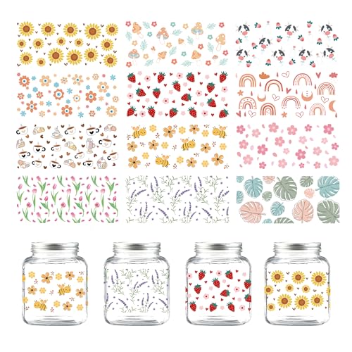 Fruit UV-DTF-Transfer-Aufkleber – 12 Blatt Erdbeer-Aufkleber, Blume, wasserdicht, zum Aufreiben, für 473 ml Glasbecher, Geschenke für Studenten, Tearcher und Freunde Fruit UV-DTF-Transfer-Aufkleber – 12 Blatt Erdbeer-Aufkleber, Blume, wasserdicht, zum Aufreiben, für 473 ml Glasbecher, Geschenke für Studenten, Tearcher und Freunde von YTEWFGL