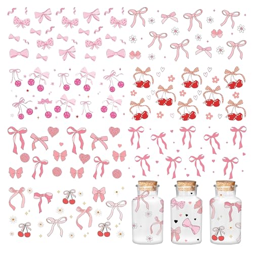 Kirsch-Geburtstagsdekorationsset, rosa – 8 Bögen, Coquettte-UV-Dtf-Cup-Wraps, Transferaufkleber für 473 ml Glaswasserflasche, niedlicher Discokugel-Schleifen-Transfer-Aufkleber für Mädchen Kirsch-Geburtstagsdekorationsset, rosa – 8 Bögen, Coquettte-UV-Dtf-Cup-Wraps, Transferaufkleber für 473 ml Glaswasserflasche, niedlicher Discokugel-Schleifen-Transfer-Aufkleber für Mädchen von YTEWFGL