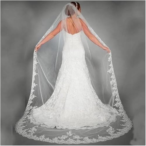 YTGHBIML Hochzeitsschleier Schleier, Spitzenkante, Braut-Tüllschleier, Zubehör, Applikationen, Tüll-Hochzeitsschleier, 1-lagiger Brautschleier, 3 Meter, eleganter Brauttüll wiederverwendbar YTGHBIML Hochzeitsschleier Schleier, Spitzenkante, Braut-Tüllschleier, Zubehör, Applikationen, Tüll-Hochzeitsschleier, 1-lagiger Brautschleier, 3 Meter, eleganter Brauttüll wiederverwendbar von YTGHBIML