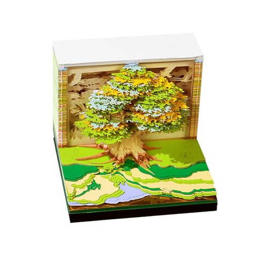 YTGOCN 3D Memo Block Kalender 2026-3D Kalender Papier Kunst Memo Block Notizblock | Baumhausförmiger Zeitplaner Notizblock Für Thanksgiving Weihnachten Einzug Büro Schreibtisch Deko von YTGOCN