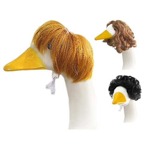 YTGOCN Perücke Für Enten Am Hauseingang,3 Stücke Niedlicher Rasen Enten Statuen Kopfschmuck | Dekorative Verkleidung Kopfschmuck Für Ostern Weihnachten Hochzeitsfeier von YTGOCN