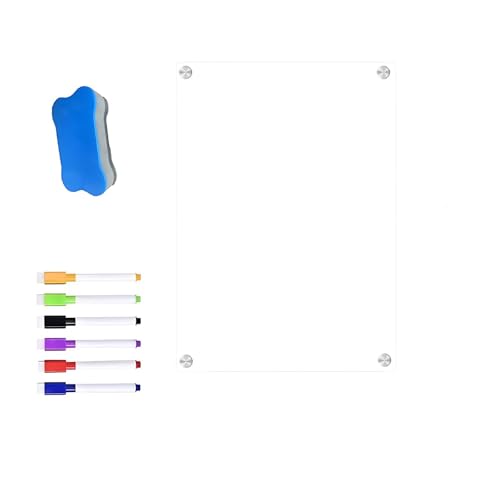 Kühlschrankplaner, 20 x 15 cm, transparentes weißes Brett, Acryl-Kalenderplanungstafel für Zuhause, Schule, Memo (6 Whiteboard-Stifte, 1 Radiergummi) von YTPAFK