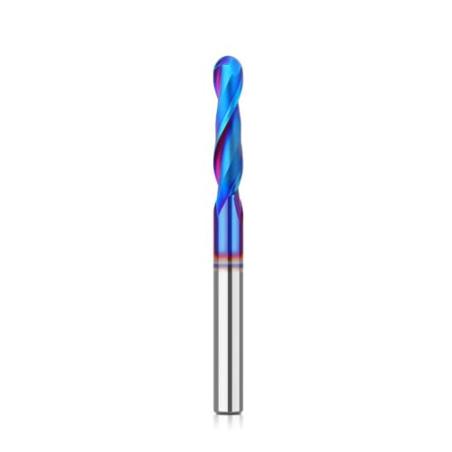 1/4-Zoll-Schaft-Spiralfräser mit kugelförmigem Schaftfräser mit Nanoblauer Beschichtung, Fräser, Wolframkarbid-Flöten (6,35 mm) von YTRRE
