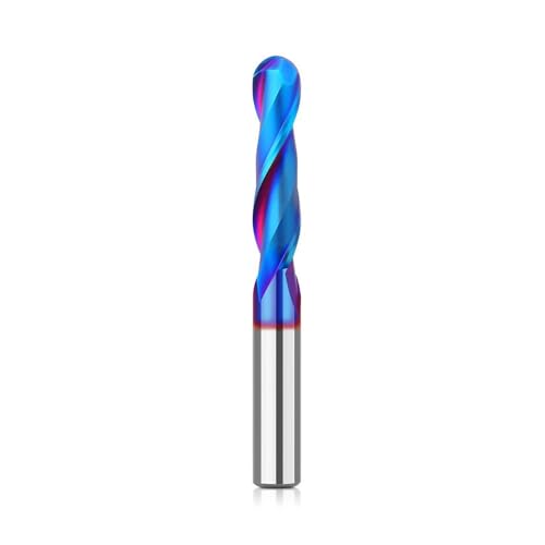 1/4-Zoll-Schaft-Spiralfräser mit kugelförmigem Schaftfräser mit Nanoblauer Beschichtung, Fräser, Wolframkarbid-Flöten (8 mm) von YTRRE