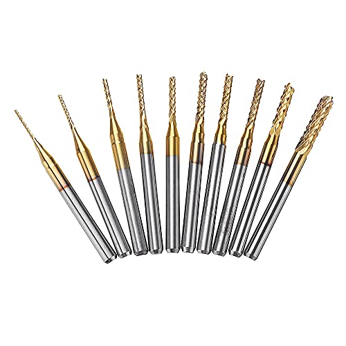10 Stück 0,8–3 mm Titanbeschichtete Gravurfräser Hartmetall-Bits von YTRRE