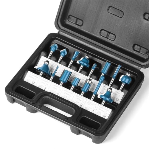 15 Stück 1/4 Zoll 6,35 mm Schaft Wolframkarbid Holz Oberfräsen-Bits Set Fasenfräser Fräser zum Trimmen / CNC-Maschinen-Gravieren von YTRRE