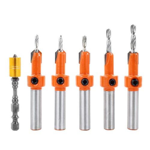 2,8–4 mm Holzkegelsenker-Bohrer-Set, HSS, Wolframstahl, 45# Stahlkörper, hohe Präzision, langlebig, verschleißfest, konische Bohrer, 6 Stück 2,8–4 mm Holzkegelsenker-Bohrer-Set, HSS, Wolframstahl, 45# Stahlkörper, hohe Präzision, langlebig, verschleißfest, konische Bohrer, 6 Stück von YTRRE