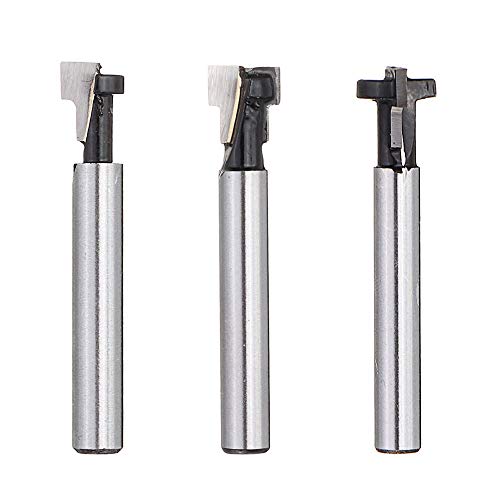 3 Stück 1/4 Zoll Rundschaft 1/2 Zoll 3/8 Zoll 5/16 Zoll Holzbearbeitung Fräser T-Form Fotorahmen Hängende Wand Schlüsselloch für Trimmer von YTRRE