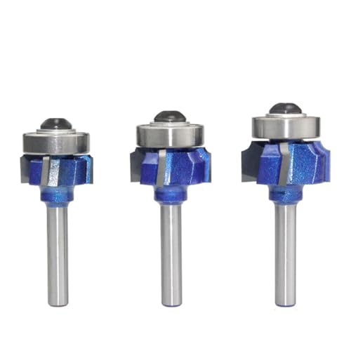 3 Stück 6 mm 8 mm 1/4-Zoll-Schaft Z4 Eck-Rundfräser-Bit R1 R2 R3 Zierkantenfräser Holzbearbeitungsfräser klassischer Fräser (8 mm) von YTRRE