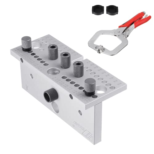 3-in-1 Dübel-Vorrichtung, Holzbearbeitungs-Lochstanzer, Bohrführung, Positionierungslochöffner, DIY-Holzbearbeitungswerkzeuge (Silber) von YTRRE