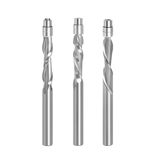 3 x Vollhartmetall-Lager-Führungsfräser mit zwei Rillen, bündig verkleidet, Holzbearbeitung, Fräser (6 mm) von YTRRE
