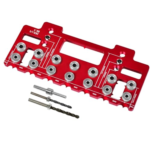 5 mm 1/4 Zoll Aluminiumlegierung Schrank Hardware Jig Pocket Hole Jig Drill Guide Shelf Pin Punch Locator für gerade Löcher (rot) von YTRRE