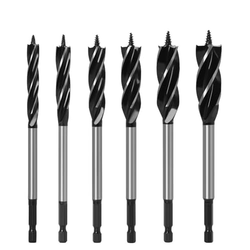 6 Stück 6,35 mm Schaft Twist Bit Schlangenbohrer 4 Rillen Bohrschnitt 10-20 mm Schnittdurchmesser Tischlerwerkzeug 6 Stück 6,35 mm Schaft Twist Bit Schlangenbohrer 4 Rillen Bohrschnitt 10-20 mm Schnittdurchmesser Tischlerwerkzeug von YTRRE
