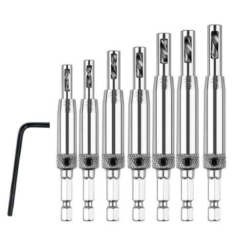 8-teiliges Zentrierbohrer-Set mit beidseitigen Löchern, Sechskantschlüssel, 7 Ersatzbohrer, Hochgeschwindigkeitsstahl-Lochbohrwerkzeug-Set 8-teiliges Zentrierbohrer-Set mit beidseitigen Löchern, Sechskantschlüssel, 7 Ersatzbohrer, Hochgeschwindigkeitsstahl-Lochbohrwerkzeug-Set von YTRRE