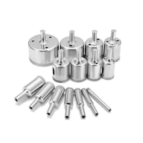 Diamant-Lochsägenbohrer-Set, 15 Größen, vernickelte Glasbohrer für Glas, Keramik, Fliesen, Flaschen, Blockgläser und Fiberglas-Keramikfliesen, 15-teilig Diamant-Lochsägenbohrer-Set, 15 Größen, vernickelte Glasbohrer für Glas, Keramik, Fliesen, Flaschen, Blockgläser und Fiberglas-Keramikfliesen, 15-teilig von YTRRE
