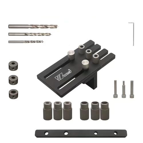 Dübelvorrichtungs-Kits, Aluminiumlegierung, Lochbohrer, Führungsstanzer, Dübel, Schrank, Hardware-Vorrichtung für DIY-Holzbearbeitungsprojekte, 0,25 mm, Präzisions-Zapfenverbindung, inklusive Bohrer Dübelvorrichtungs-Kits, Aluminiumlegierung, Lochbohrer, Führungsstanzer, Dübel, Schrank, Hardware-Vorrichtung für DIY-Holzbearbeitungsprojekte, 0,25 mm, Präzisions-Zapfenverbindung, inklusive Bohrer von YTRRE