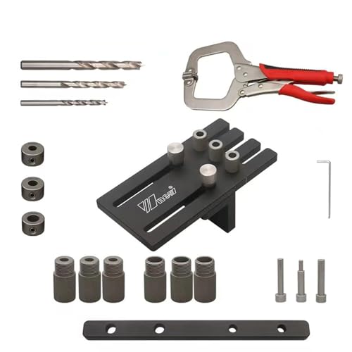 Dübelvorrichtungs-Kits, Aluminiumlegierung, Lochbohrer, Führungsstanzer, Dübel, Schrank, Hardware-Vorrichtung für DIY-Holzbearbeitungsprojekte, 0,25 mm Präzisions-Zapfenverbindung, inklusive Bohrer Dübelvorrichtungs-Kits, Aluminiumlegierung, Lochbohrer, Führungsstanzer, Dübel, Schrank, Hardware-Vorrichtung für DIY-Holzbearbeitungsprojekte, 0,25 mm Präzisions-Zapfenverbindung, inklusive Bohrer von YTRRE