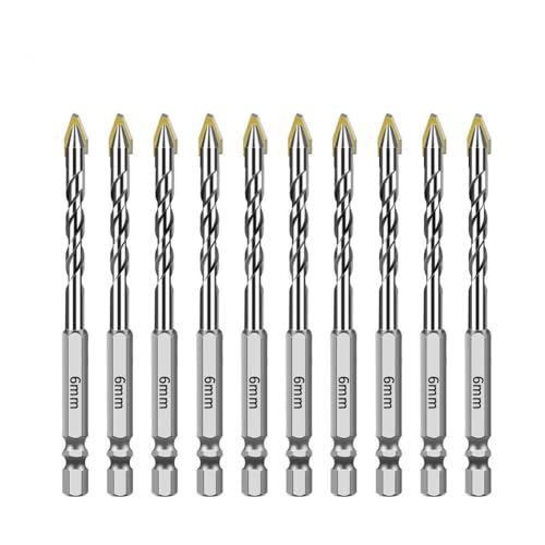 Exzenterspiralbohrer, 6 mm, Sechskantschaft, hochfest, schräger Kopf, 6 mm Schnittdurchmesser für Fliesen/Glas/Metall/Holz/Kunststoff, 10 Stück Exzenterspiralbohrer, 6 mm, Sechskantschaft, hochfest, schräger Kopf, 6 mm Schnittdurchmesser für Fliesen/Glas/Metall/Holz/Kunststoff, 10 Stück von YTRRE
