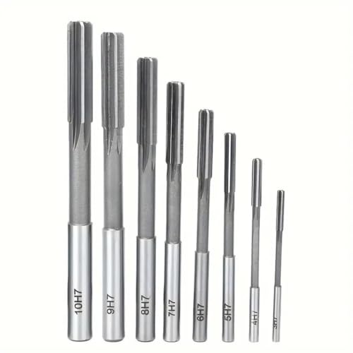 Hochgeschwindigkeitsstahl-Reibahlen-Set, H7-Toleranz, 3 mm - 10 mm Durchmesser, gerade Nutfräser für Drehmaschinen, 8-teilig von YTRRE