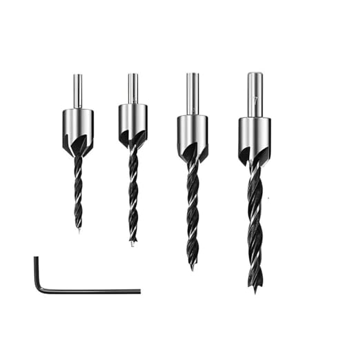 Kegelsenker-Bohrer-Set, HSS4241, titanbeschichtet, 90°-Fase, 3–6 mm, runder Griff, Hochgeschwindigkeitsstahl für Holz, Metall, Kunststoff, 5 Stück Kegelsenker-Bohrer-Set, HSS4241, titanbeschichtet, 90°-Fase, 3–6 mm, runder Griff, Hochgeschwindigkeitsstahl für Holz, Metall, Kunststoff, 5 Stück von YTRRE
