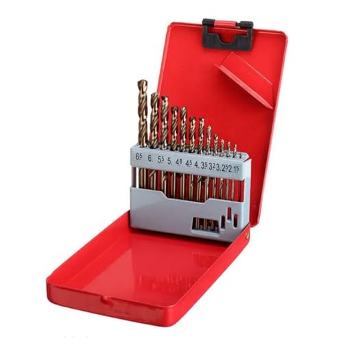 Kobalt-Bohrer-Set, M35, Hochgeschwindigkeitsstahl, 1,5 mm - 6,5 mm, Spiralbohrer mit Aufbewahrungskoffer für Gusseisen, gehärtetes Metall, Edelstahl, Kunststoff, Holz, 13-teilig Kobalt-Bohrer-Set, M35, Hochgeschwindigkeitsstahl, 1,5 mm - 6,5 mm, Spiralbohrer mit Aufbewahrungskoffer für Gusseisen, gehärtetes Metall, Edelstahl, Kunststoff, Holz, 13-teilig von YTRRE