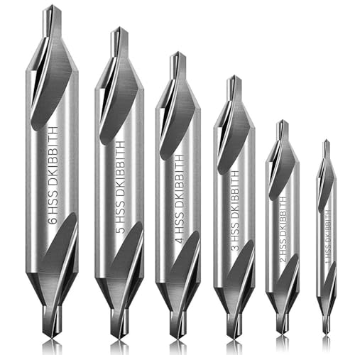 M2 Hochgeschwindigkeitsstahl-Zentrierbohrer-Set, Metallbearbeitungswerkzeuge, 60 Grad, 1,0–6,0 mm, Kegelsenker-Drehmaschine, 6 Stück M2 Hochgeschwindigkeitsstahl-Zentrierbohrer-Set, Metallbearbeitungswerkzeuge, 60 Grad, 1,0–6,0 mm, Kegelsenker-Drehmaschine, 6 Stück von YTRRE