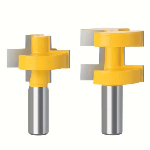 Nut- und Feder-Gelenk-Set, Hartmetallbestückt, Fräser-Bits für Bretter, Tischplatten, Tischlereien, Bodenbelag (12 mm), 2 Stück von YTRRE